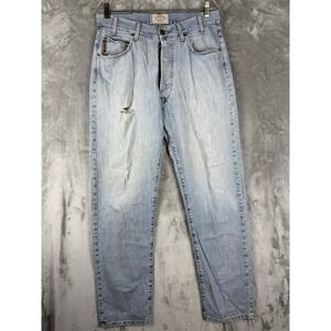 VTG Giorgio Armani Milano‎ Mens Light Wash Jeans Distressed Button Fly Size 32